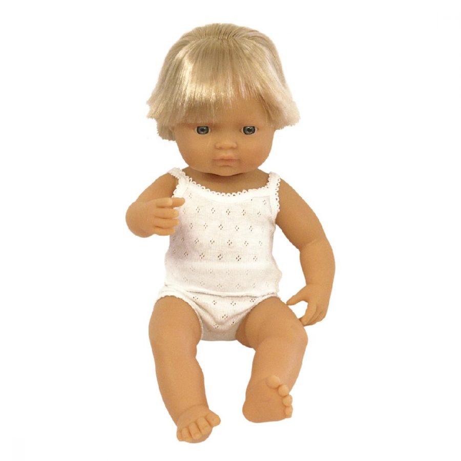 Caucasian Boy Doll with Hair 38cm
