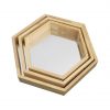 Wooden Hexagonal Mirror Trays (3pcs)