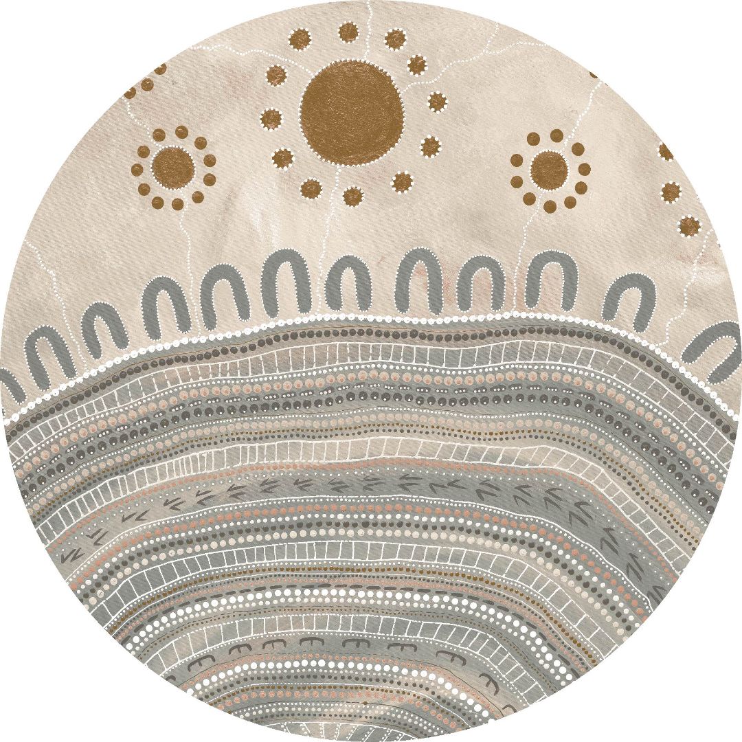 Indigenous 'Representation of Family' Rug - Circular 2m dia