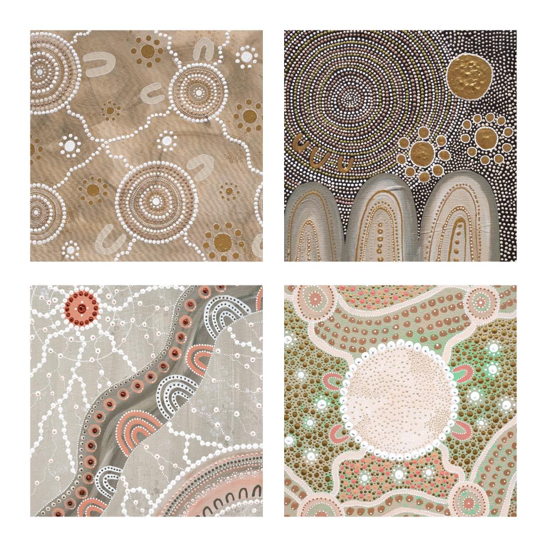 Collective of Aboriginal Art Canvas Prints - Set of 4
